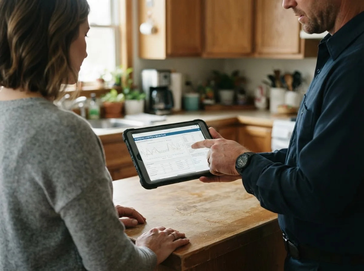 HVAC technician inspecting a heating & cooling system in Mack, CO